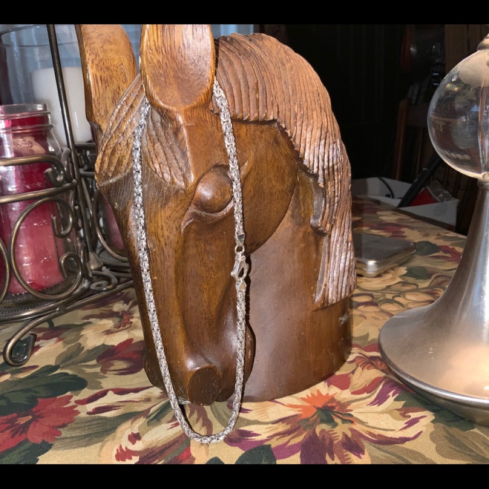 STERLING SILVER Bryzantine necklace.  18 in.